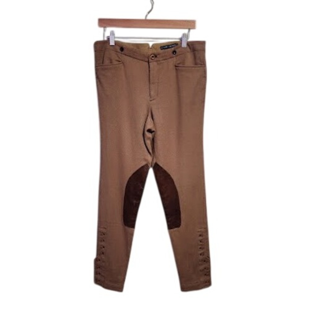 Ralph Lauren Equestrian Jodhpur Riding Pants Brown Leather Patch Button Cuff 12